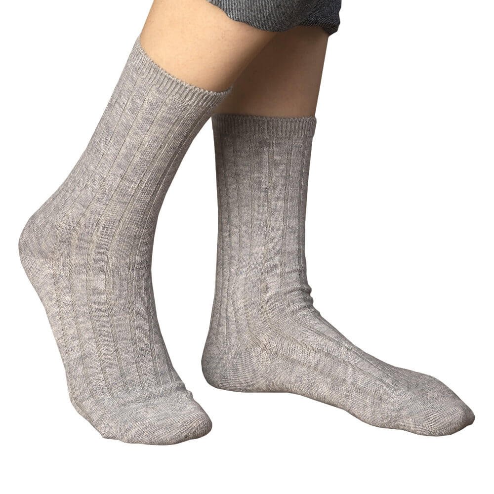 Women Wool Blends Crew Socks-Ribbed